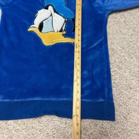 Disney Parks Donald Duck Plush Fleece Pullover Sweatshirt Velour Adult Small - Picture 6 of 9